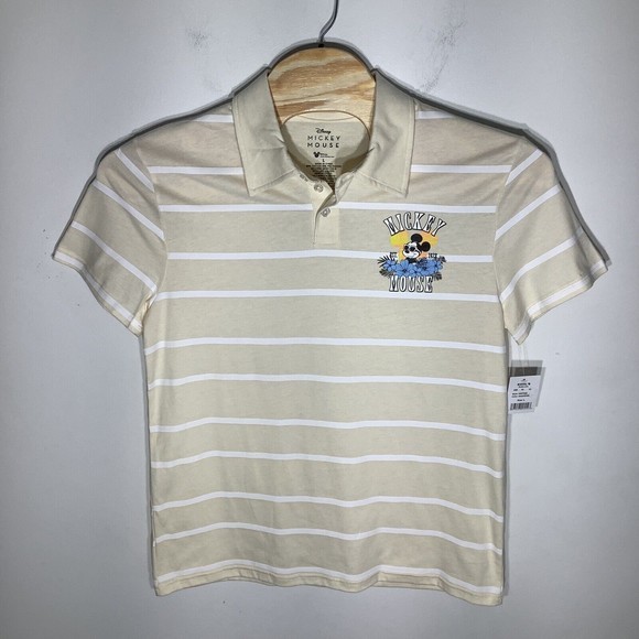 Disney Mens Short Sleeve Mickey Mouse Polo Striped Size Large NWT - Picture 2 of 6